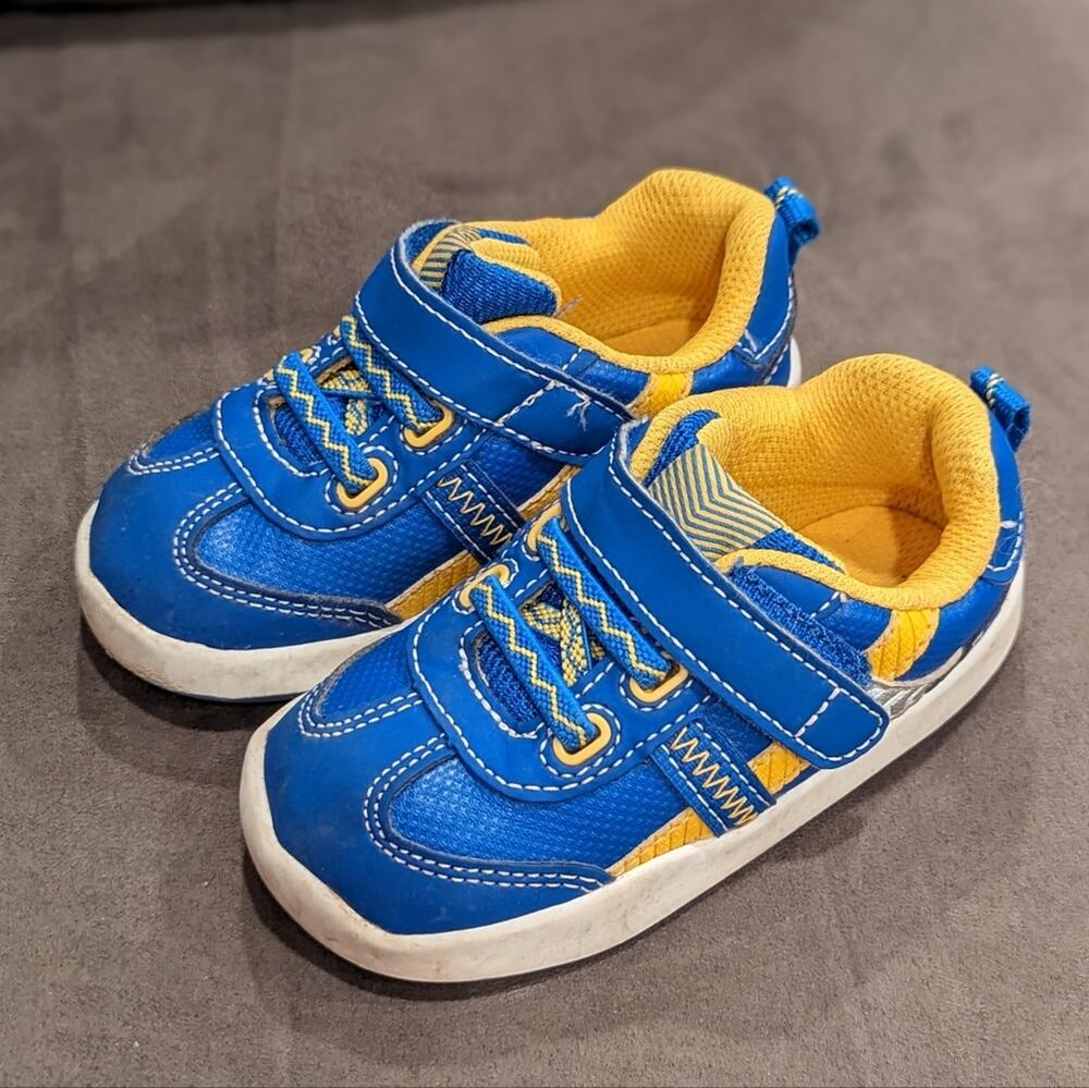 Wonder Nation Blue and gold infant toddler sneakers size 5